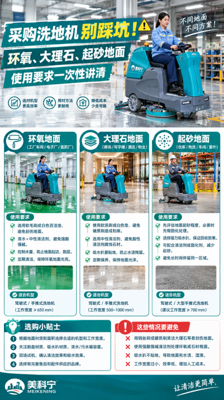 洗地机能清洗哪些地面？哪些地面不能洗？